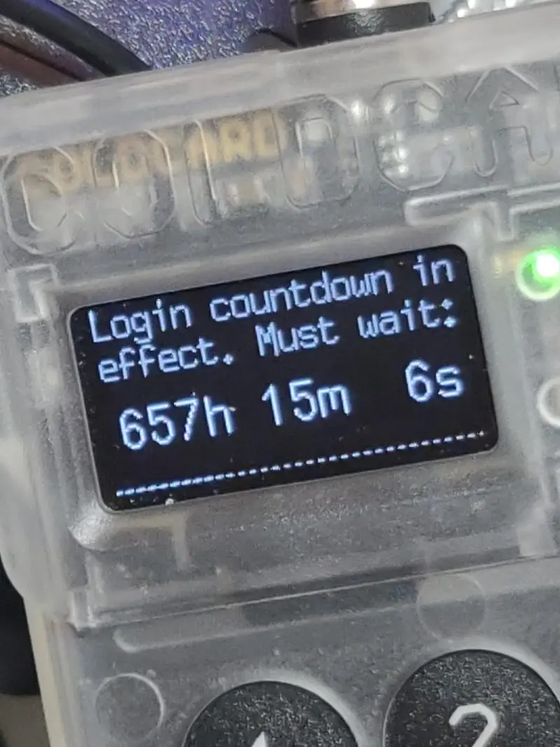 Login countdown on Coldcard MK4
